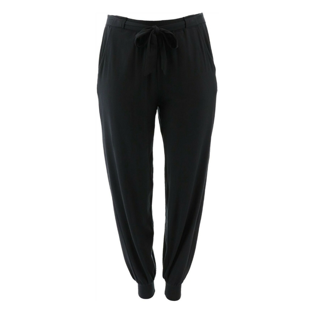 🆕️ AnyBody Tall Cozy Knit Jogger Pants Tie Waist Black Size Tall L & XL A372091